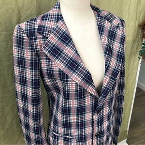 Vintage 1960s 1970s Red/White/Blue Plaid JC Penney Towncraft Sport Coat
